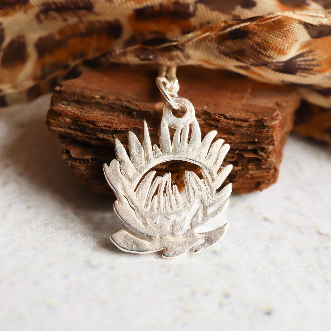 Sterling Silver Protea Pendant