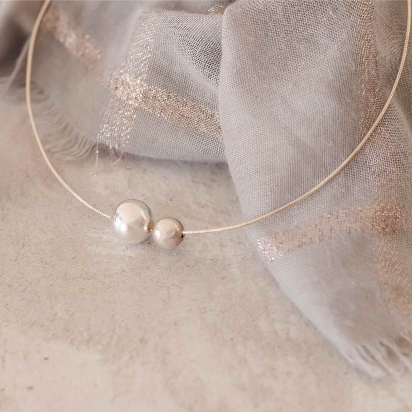 Elegant Sterling Silver Double Pearl Necklace