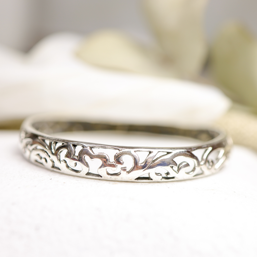 Sterling Silver 8mm Filigree Bangle