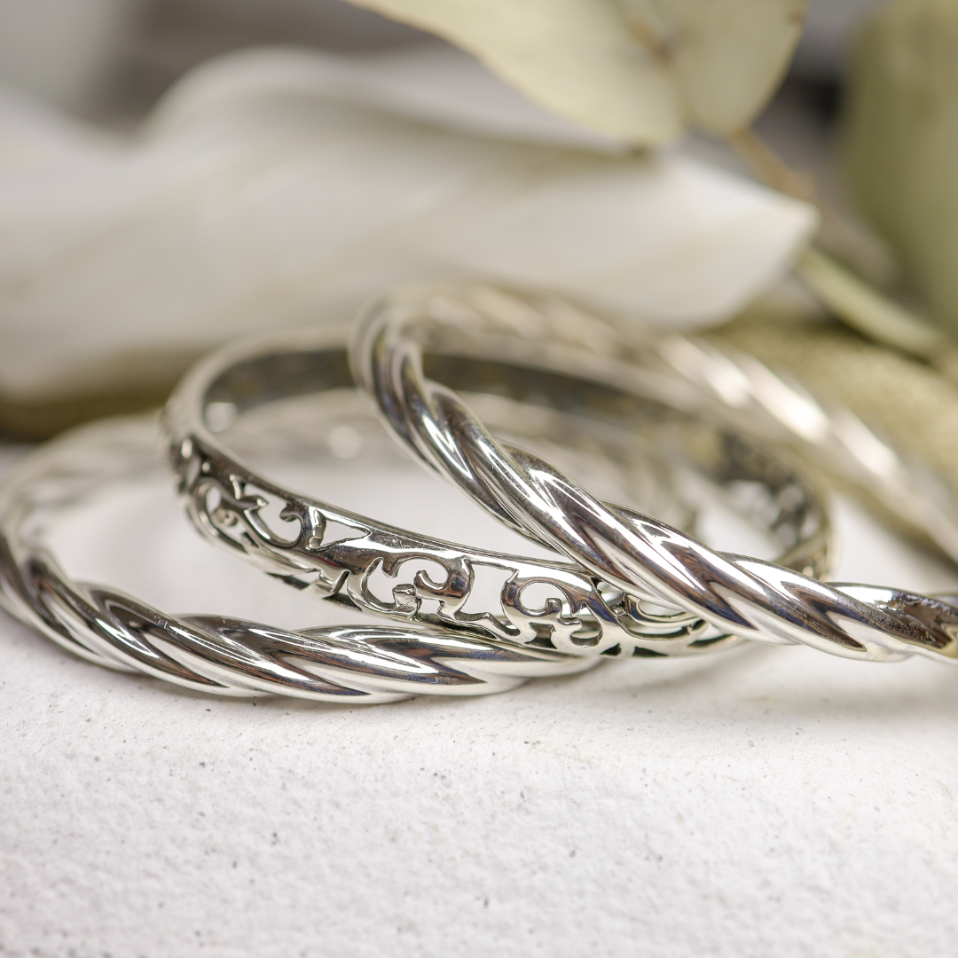 Sterling Silver 8mm Filigree Bangle