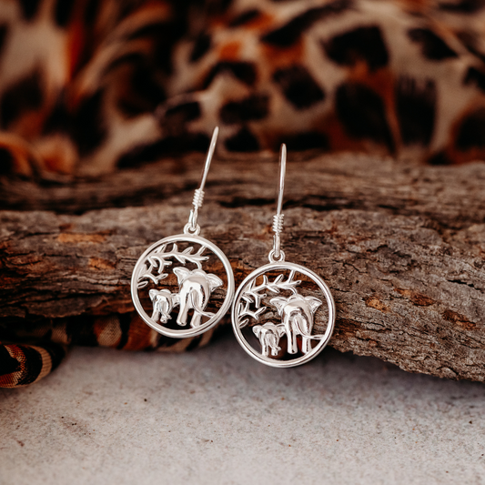 Sterling Silver Big and Small Elephant Earrings