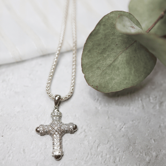 Sterling Silver Cross with Cz Stones (25mmx13mm)