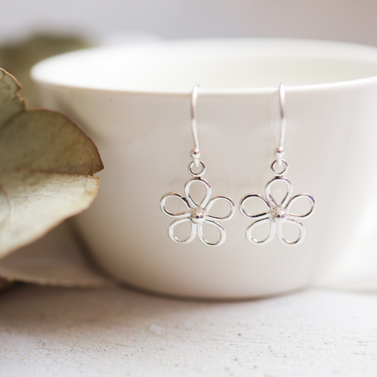 Sterling Silver Cut-Out Flower Earrings