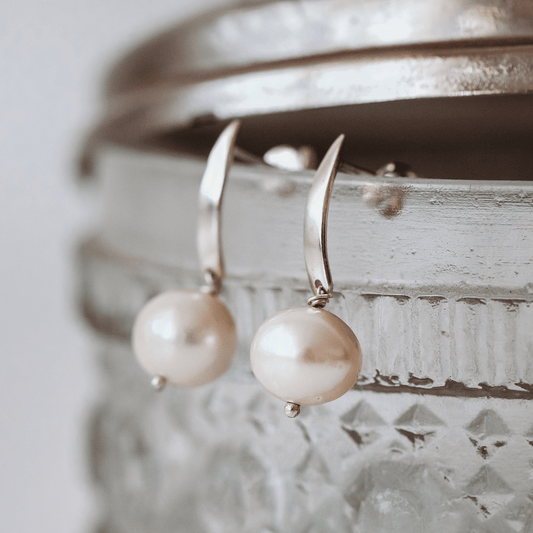 Sterling Silver Dangling Pearl Earrings