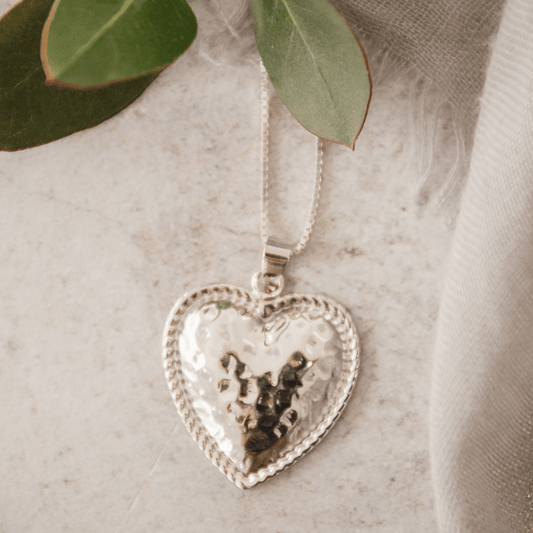 Sterling Silver Dented Heart Pendant