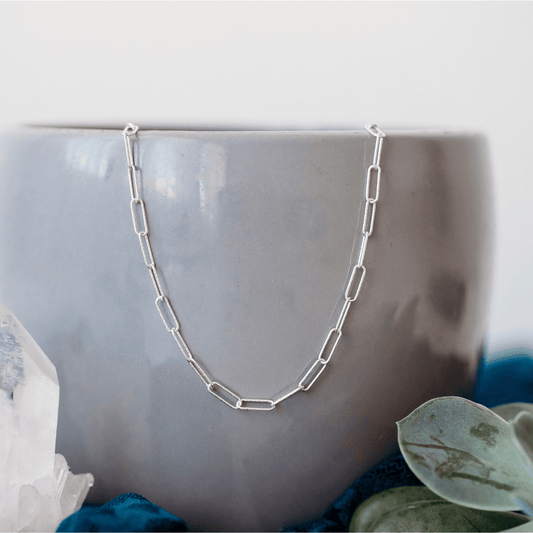 Sterling Silver Diamond Cut Paperclip Chain