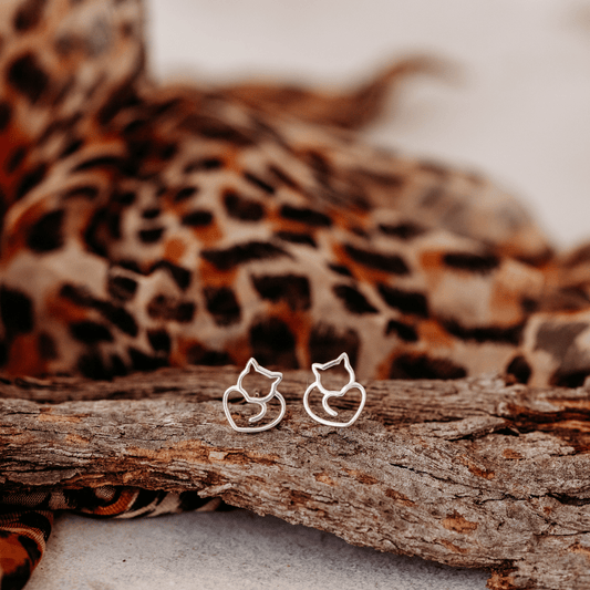 Sterling Silver Fat Cat Earrings