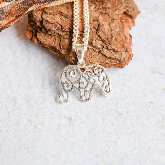 Sterling Silver Filigree Elephant Pendant