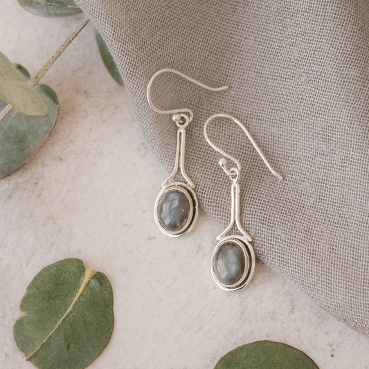 Sterling Silver Labradorite Earrings on Hooks