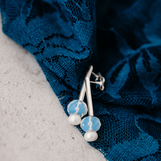 Sterling Silver Moonstone and Freshwater Pearl Earrings