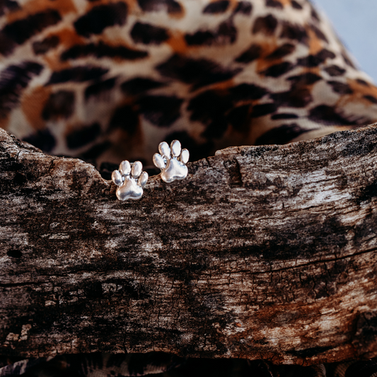 Sterling Silver Paws Stud Earrings