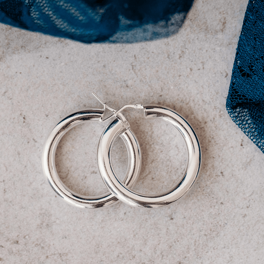 Sterling Silver Round Closed Hoop Earring