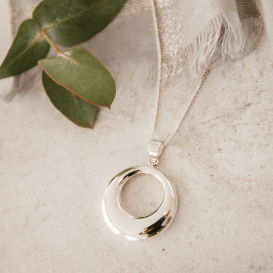 Sterling Silver Shaped Circle Pendant
