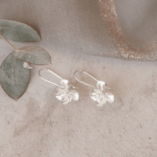 Sterling Silver Six Leaf Flower Earrings