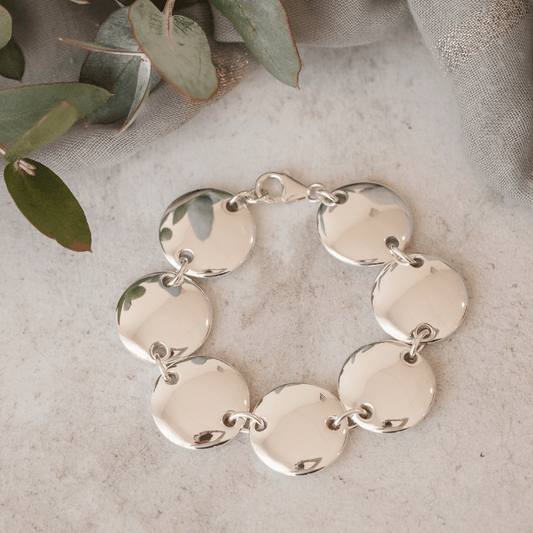 Sterling Silver Solid Bold Oval Bracelet