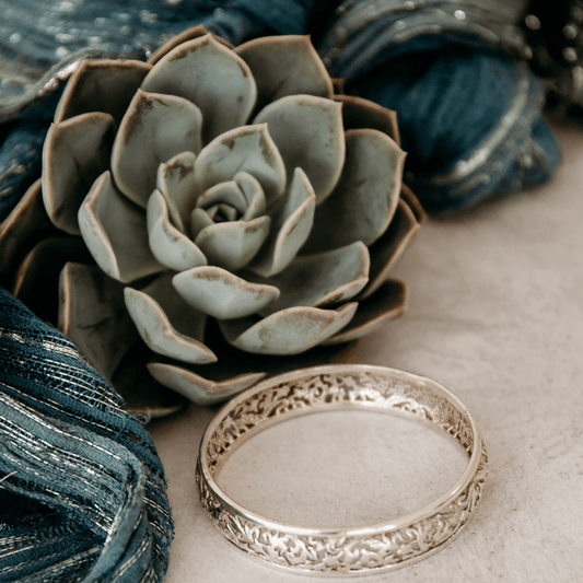 Sterling Silver Solid Filigree Bangle