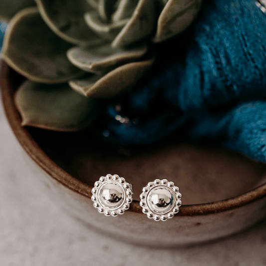 Sterling Silver Stud Earrings with Ball Detail