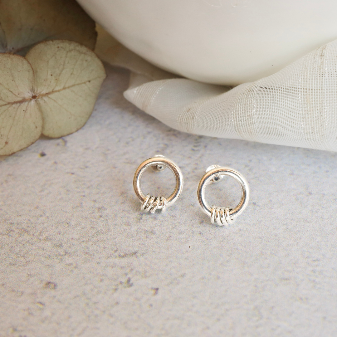 Sterling Silver Circle Stud Earrings - Delicate small circles expertly crafted from premium quality sterling silver, adding a touch of elegant sophistication to any outfit