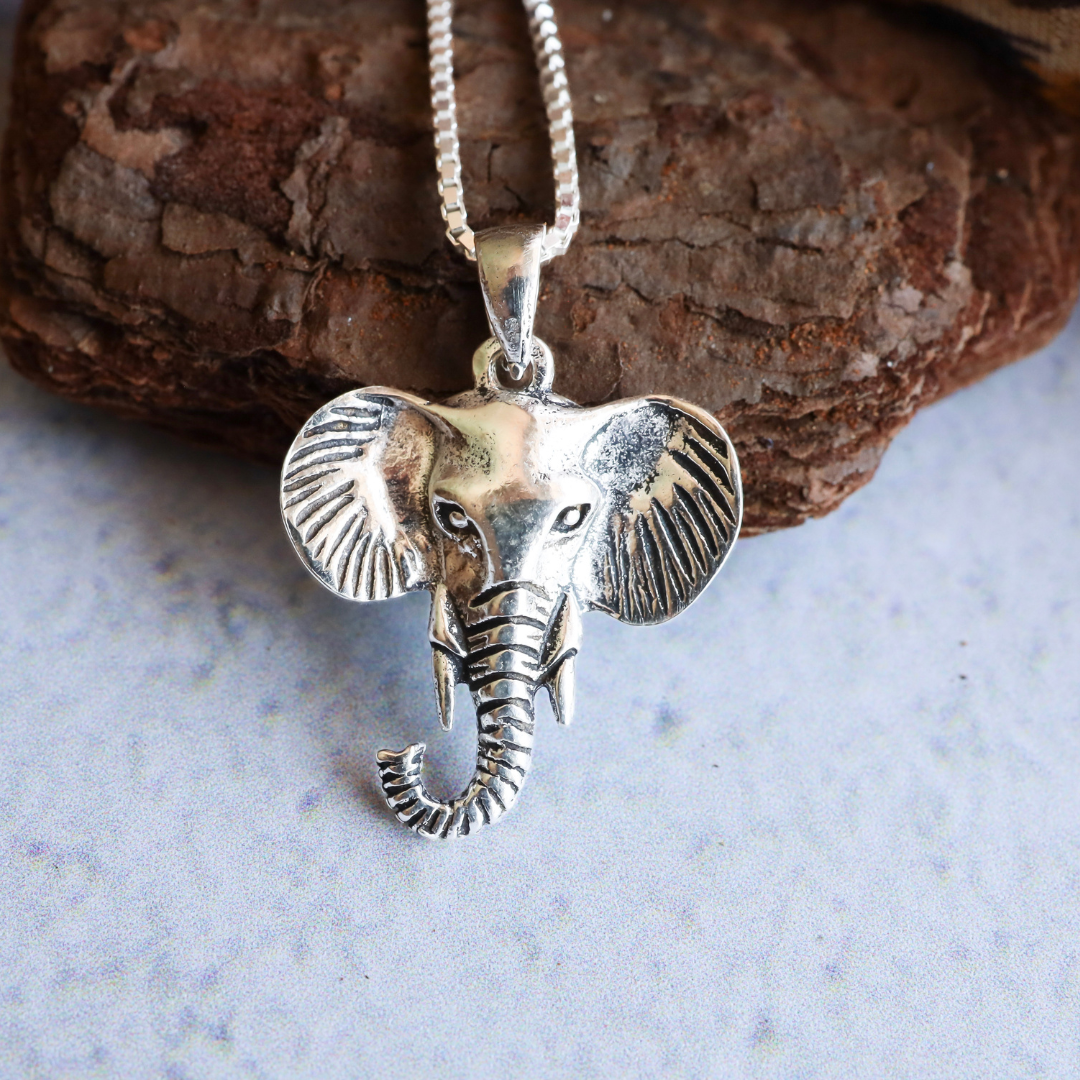 Sterling Silver Solid Elephant Pendant - Intricate elephant design expertly crafted from high-quality silver, adding a touch of luxurious elegance to any outfit.