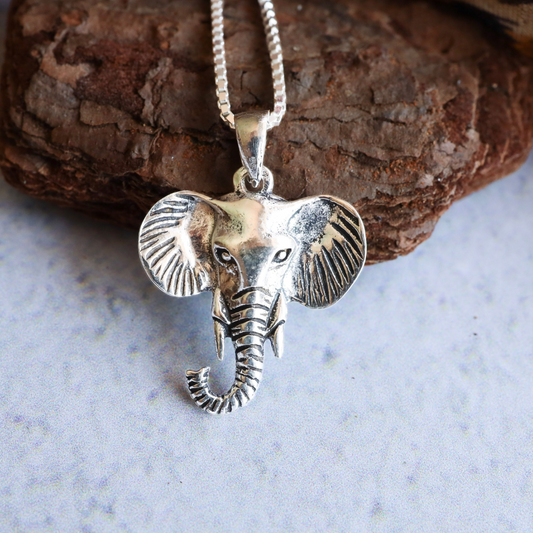 Sterling Silver Solid Elephant Pendant - Intricate elephant design expertly crafted from high-quality silver, adding a touch of luxurious elegance to any outfit.